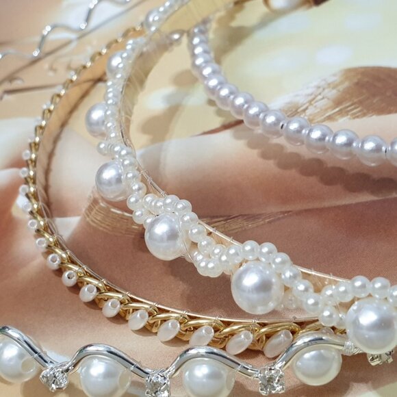 Fashion Faux Pearl Hair Band Women Girls Party Long Hair Accessory Jewelry - Picture 2 of 4